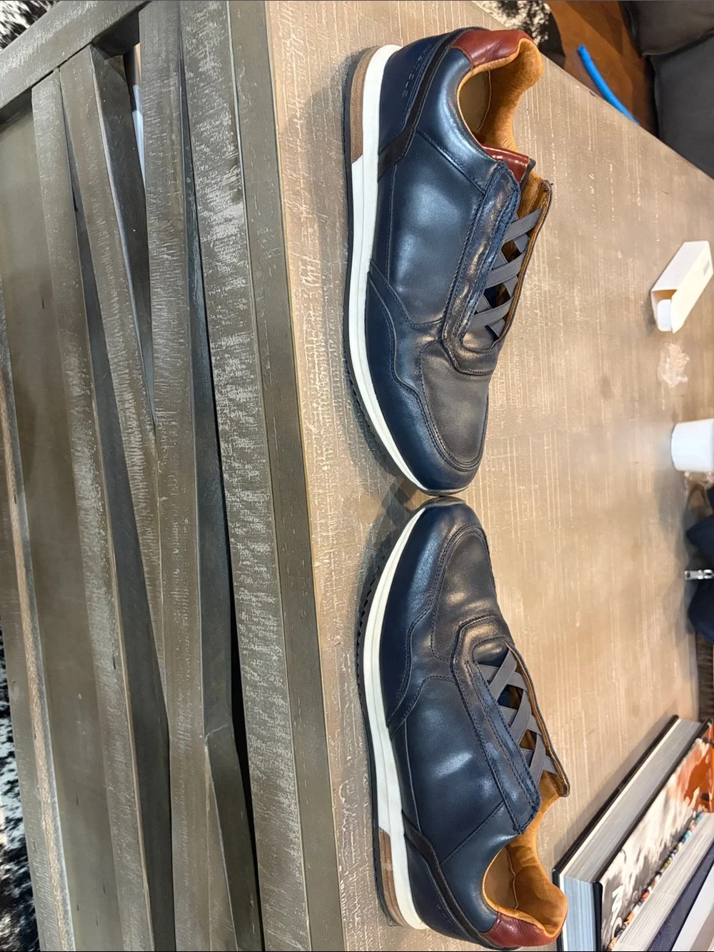 Ambitious Men’s Leather Sneakers – Navy Blue – Size 9.5 - Picture 3 of 7